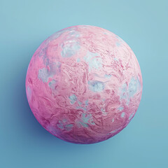 A Pink Planet. Isolated on pastel blue background