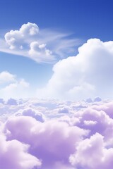 Blue sky and pink cloudscape in a surreal ethereal dreamscape