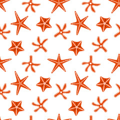 Fototapeta na wymiar starfish seamless pattern 4 for textile, craft paper, backgrounds, marine life