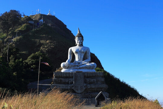 Big white Buddha statue On the Muloi Mountains, Karen State, Myanmar