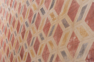 Malaga Mural Painting. The Painted Walls of the Church of San Juan Bautista. Geometric Pattern and...