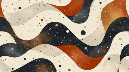 Obraz premium An abstract background pattern in dark chestnut brown, burnt sienna, and soft cream colors inspired by funk, vinyl, and horoscope elements.
