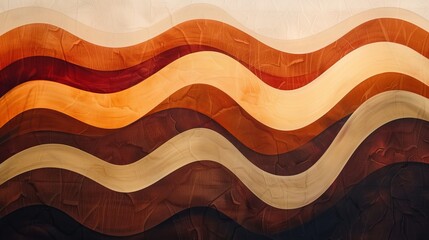 A mesmerizing image of floating auroras in dark chestnut brown, burnt sienna, and soft cream colors against an abstract background pattern, emphasizing negative space.