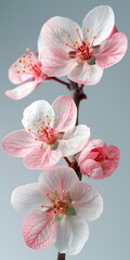 A close up of a flower on a stem, Spring close-up image of apple blossoms