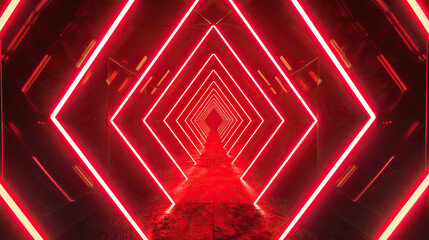 Abstract geometric neon red  background