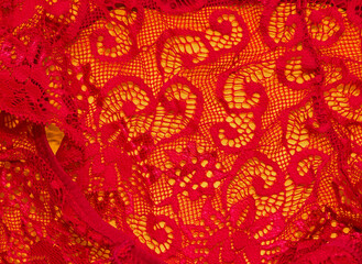 Red lace fashion material pattern background texture
