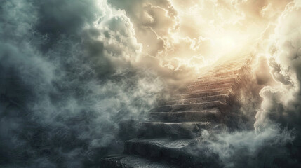 Ascending Stairs To The Heaven - obrazy, fototapety, plakaty