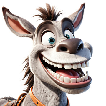 Funny donkey with a big smile. Generative AI