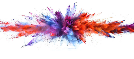Explosion powder colors isolated on white background - obrazy, fototapety, plakaty