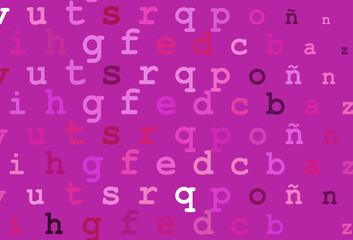 Light pink vector cover with english symbols.