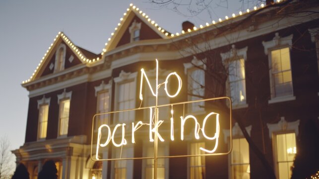 a no parking sign in front of a house with christmas lights - no parking stock videos royalty-free footage