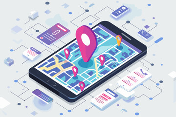 Reaching and engaging mobile customers through smartphone apps and location-based
marketing, delivering personalized experiences and offers, digital marketing concept - obrazy, fototapety, plakaty