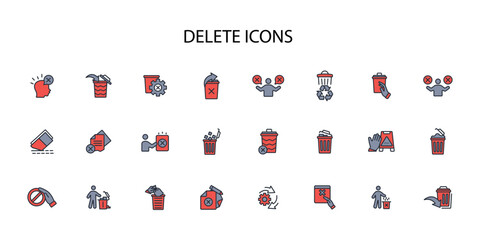 Delete icon set.vector.Editable stroke.linear style sign for use web design,logo.Symbol illustration.