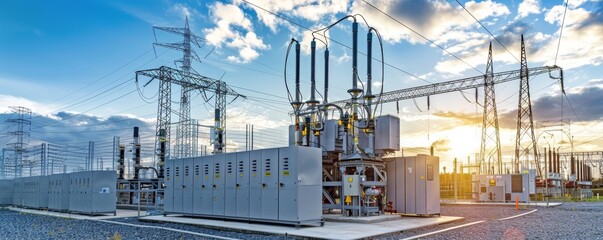 Electrical engineering infrastructure with high voltage equipment at a power station