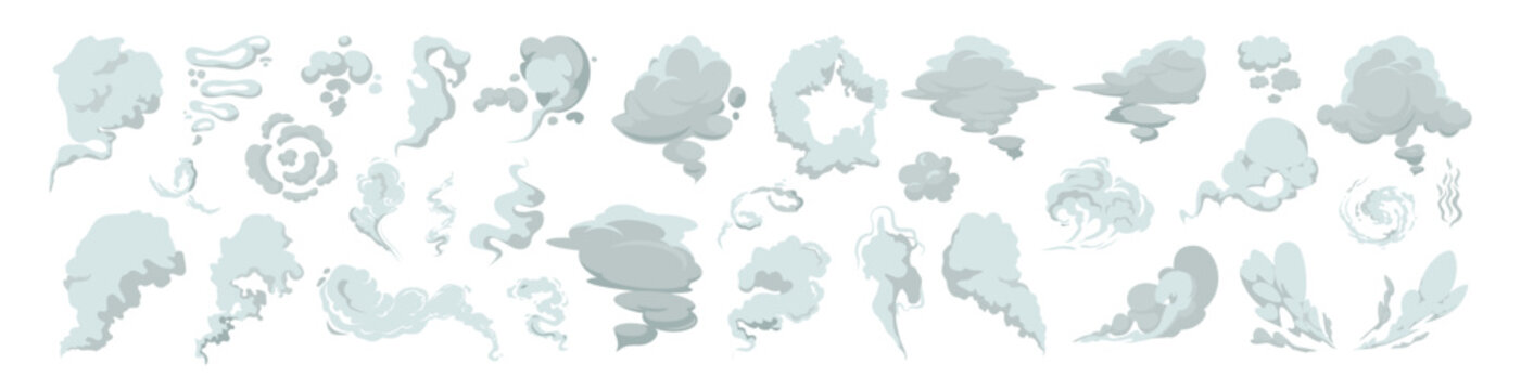 Cartoon smoke set. Vector smoke set special effects template