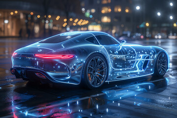 sports car on the street at night