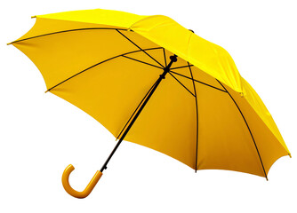 yellow umbrella opened isolated on transparent background