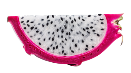 red dragon fruit slice, pitaya isolated on transparent background