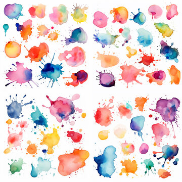 set abstract shapes in watercolor