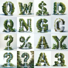 waterfall and lush lettering. AI generated illustration