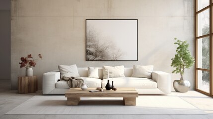 Modern living space with a cozy atmosphere, light-colored furniture, and stylish wall decorations.
