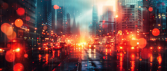 modern night cityscape with city lights