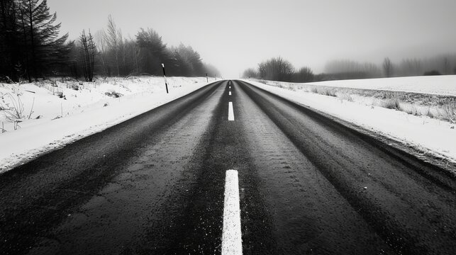 A straight road slicing through the desert, a metaphor for overcoming life's trials, inviting adventure and freedom