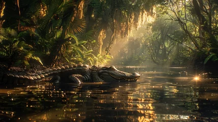 Foto op Plexiglas Alligator Allure: Captivating Images of Ancient Reptilian Predators © luckynicky25