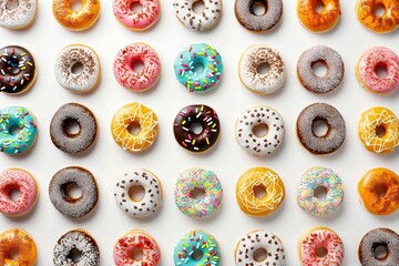 Fototapeta na wymiar Pattern of sweet and colorful donuts