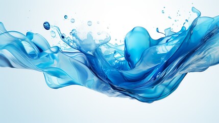 A dynamic and refreshing image of a crystal clear blue water splash, isolated on a white background