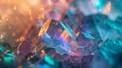 Closeup of colorful crystal clusters