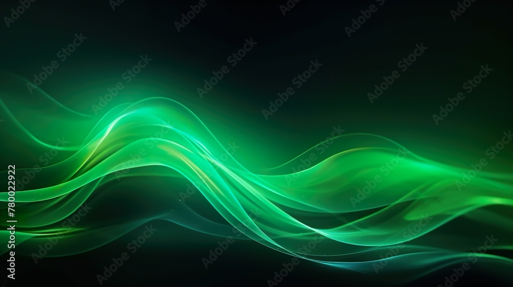 Canvas Prints abstract digital art of green flowing waves with a touch of luminance, creating a serene and dynamic