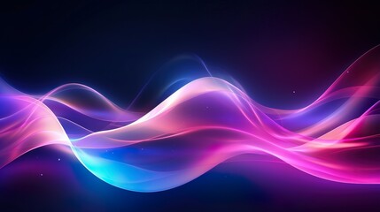 Captivating image of smooth light waves in neon pink and blue hues, symbolizing connectivity and harmony in a digital space