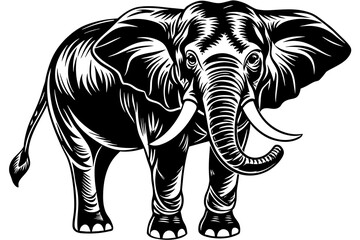 elephant silhouette vector art illustration
