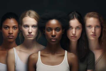Ethnically rich: women from diverse backgrounds, creating a beautiful tableau on a black canvas.