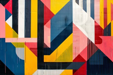 Naklejka premium A colorful abstract painting with a lot of different shapes and colors. Risograph effect, trendy riso style