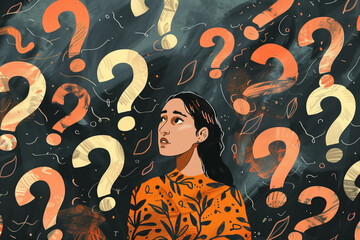 illustration of a person having questions and thinking