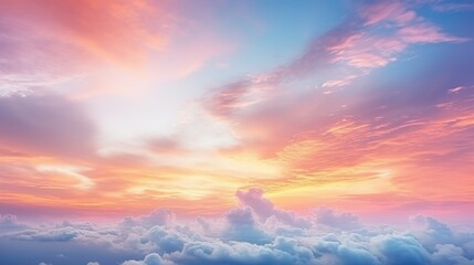 Fototapeta premium An intense sunset with fiery tones warming a cloud-filled sky, evoking emotions of passion and awe in this captivating visual display