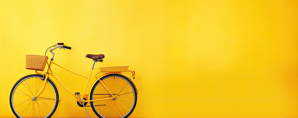 Retro bicycle  on yellow background. - Powered by Adobe
