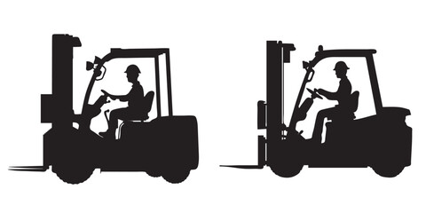 Collection of forklift truck silhouette vector illustration. Happy Labor Day silhouette set © Pixzot