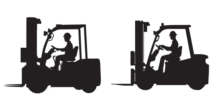 Collection of forklift truck silhouette vector illustration. Happy Labor Day silhouette set