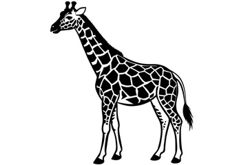 giraffe silhouette vector art illustration

