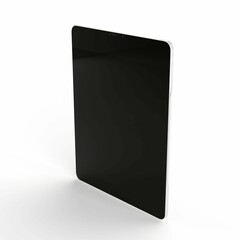 3D illustration of a blank laptop screen on a white background