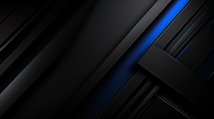 The image portrays sharp black geometric shapes with a striking blue neon accent, exuding a sense of advanced and chic design - Powered by Adobe