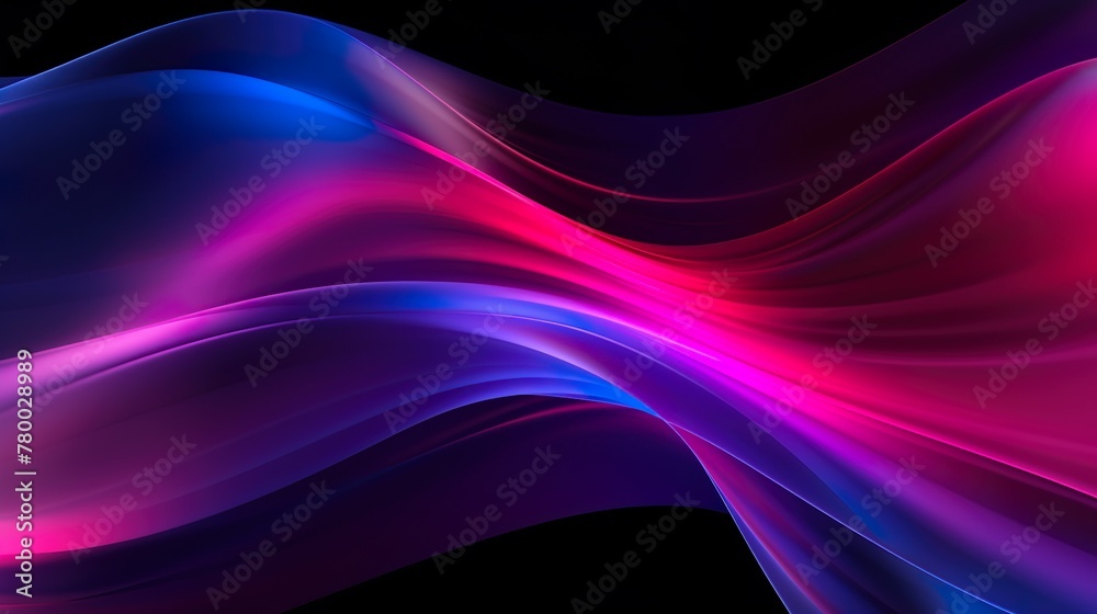 Canvas Prints this image features vibrant pink and blue colors forming smooth, dynamic curves on a black backgroun