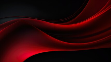 Artistic representation of fluidity, this image presents red silk-like waves that ebb and flow on a pitch-black canvas