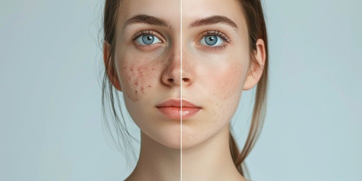 Teenage girl before and after acne treatment