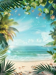 Fototapeta na wymiar Realistic summer background, Poster design, realistic, HD, copy space - generative ai