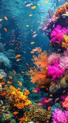 Naklejka na ściany i meble Colorful Coral Reef Teeming With Fish