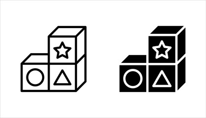 Building blocks line icon set. Thin line flat symbol of toys and construction. vector illustration on white background.